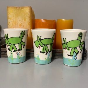 Set 3 hand painted ceramic cups